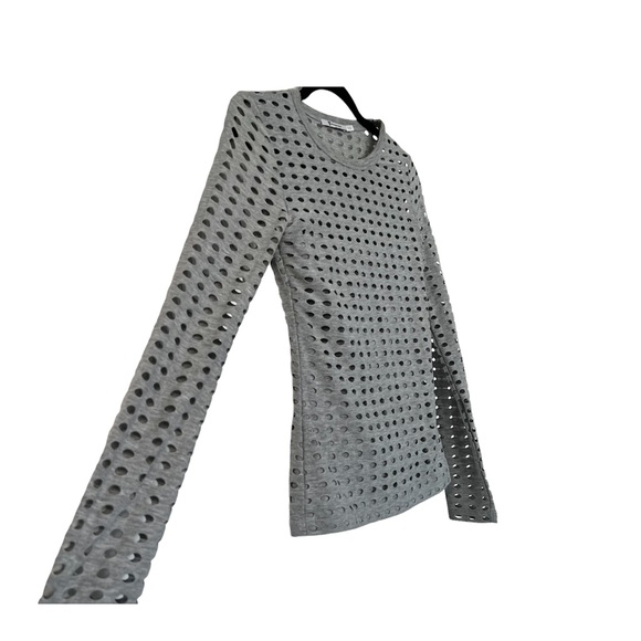 T by Alexander Wang | gray laser cut mesh top - Picture 5 of 5